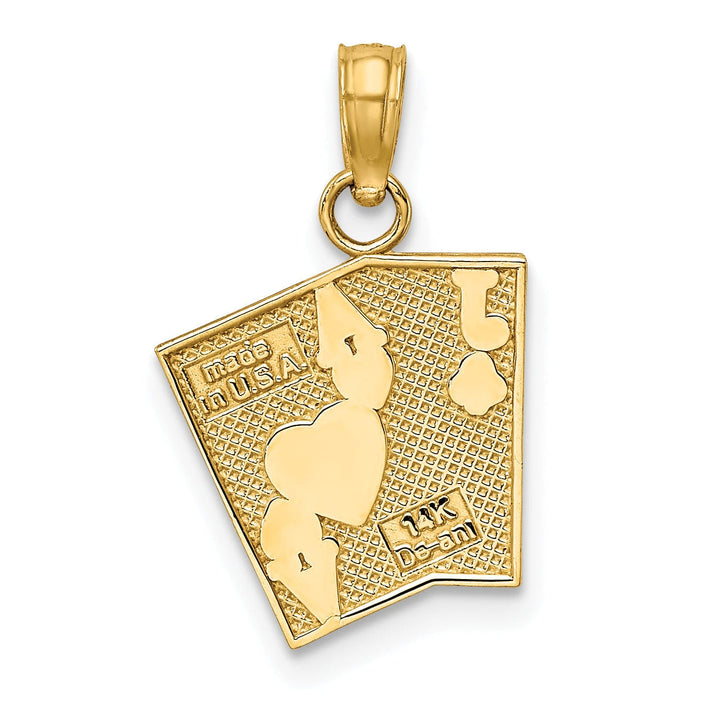 14K Yellow Gold Jack of Clubs, Ace of Hearts Cards Pendant