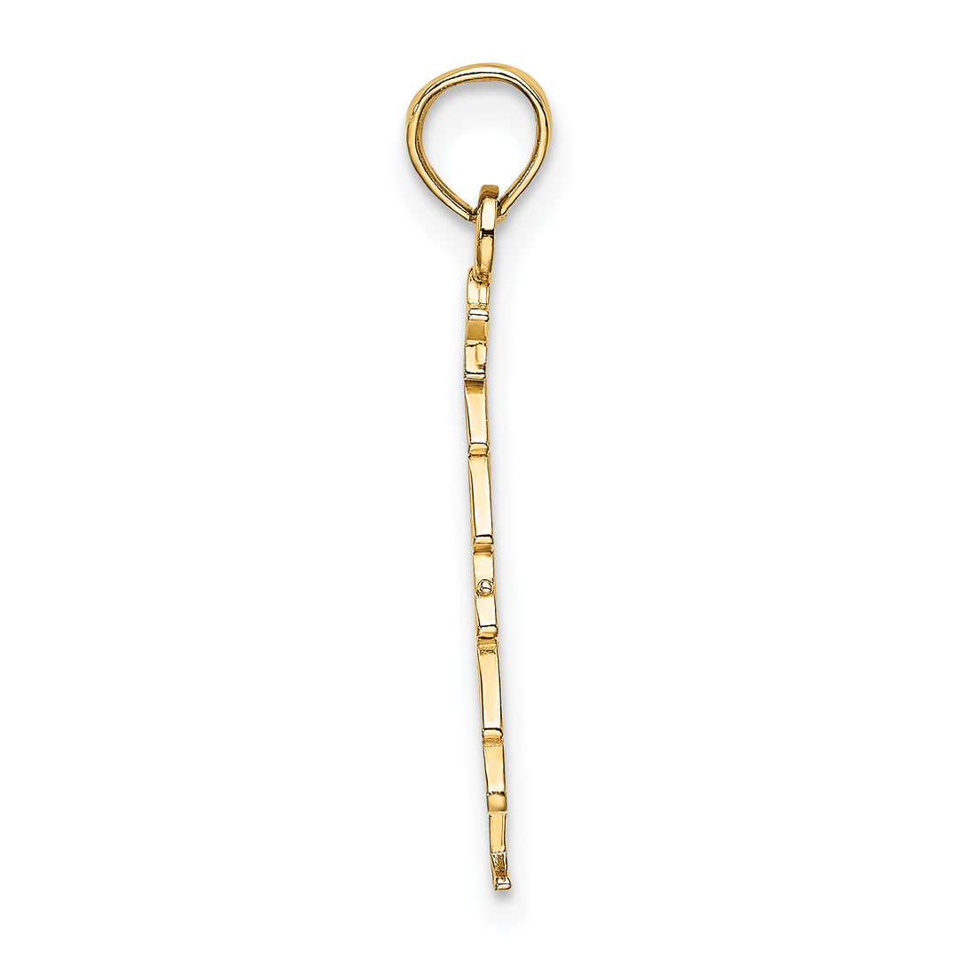 14K Yellow Gold Enameled Green Christmas Tree with Red Star Charm