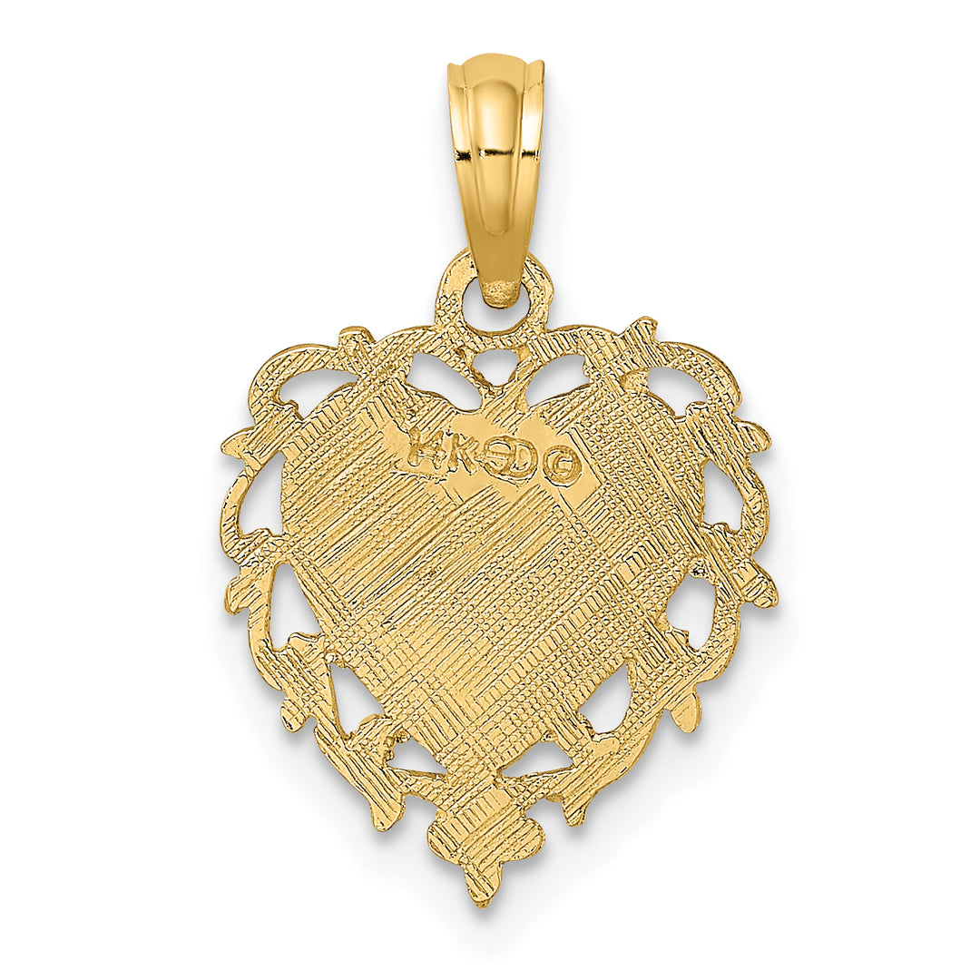 14k Yellow Gold Love In Heart Pendant