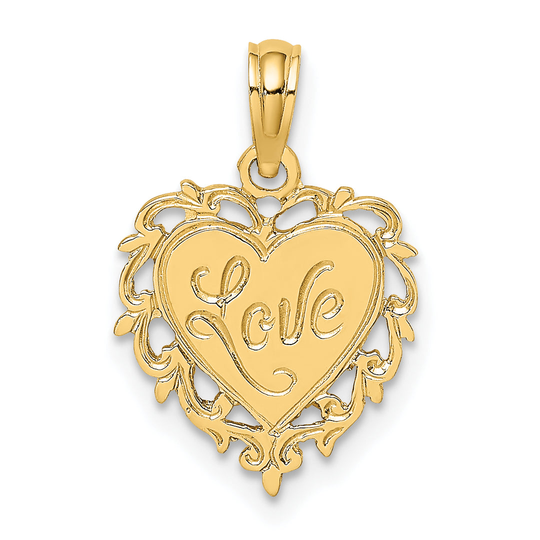 14k Yellow Gold Love In Heart Pendant