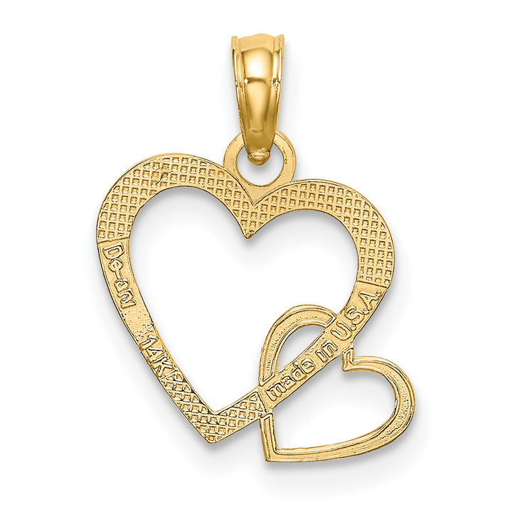 14k Yellow Gold Flat Two Hearts Intertwined Pendant