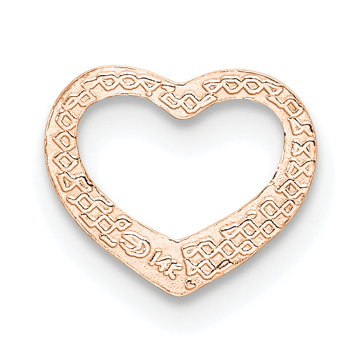 14K Rose Gold Heart Design Chain Slide Pendant