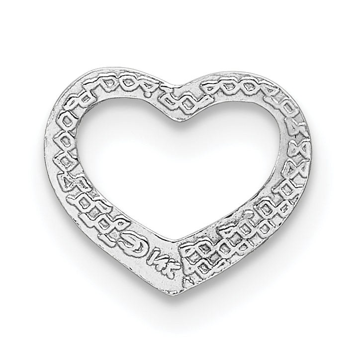 14K White Gold Mini Floating Heart Design Slide Pendant