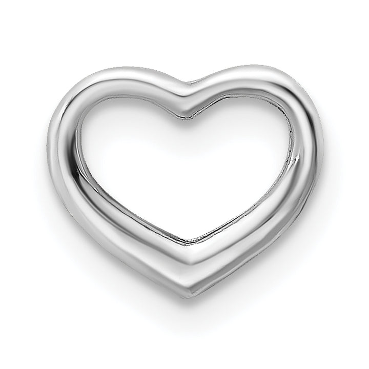 14K White Gold Mini Floating Heart Design Slide Pendant