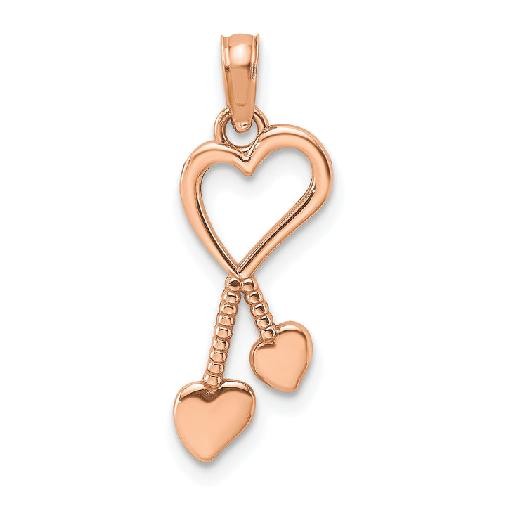 14K Rose Gold Polished Finish Tassle Hearts Pendant