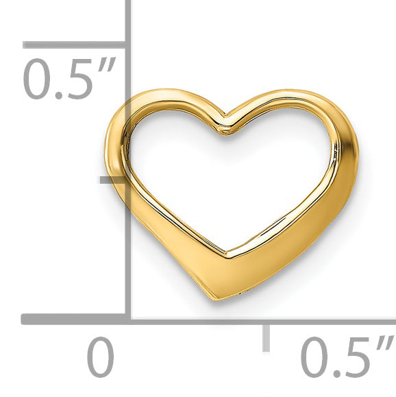 14k Yellow Gold Floating Heart Design Slide Pendant