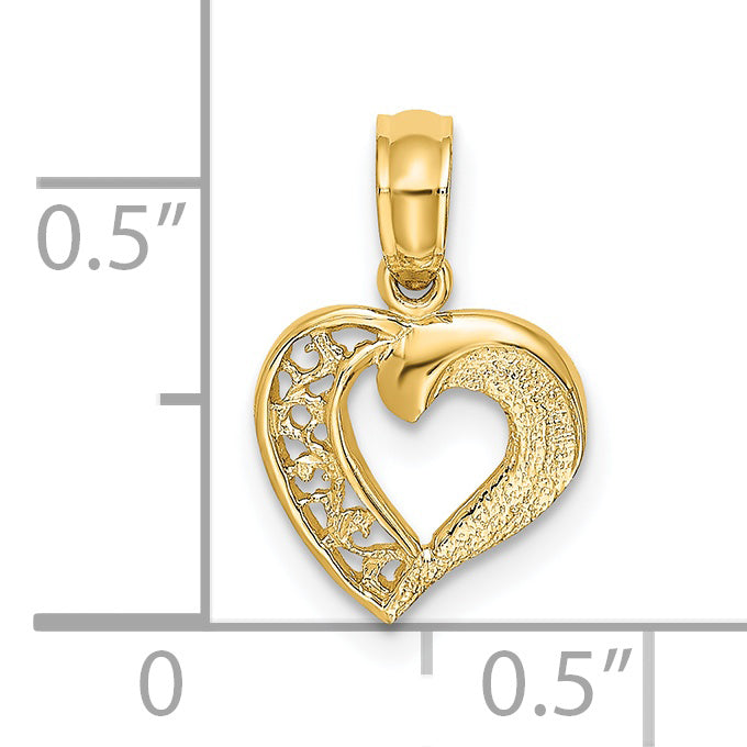 14k Yellow Gold Open Mini Heart Pendant