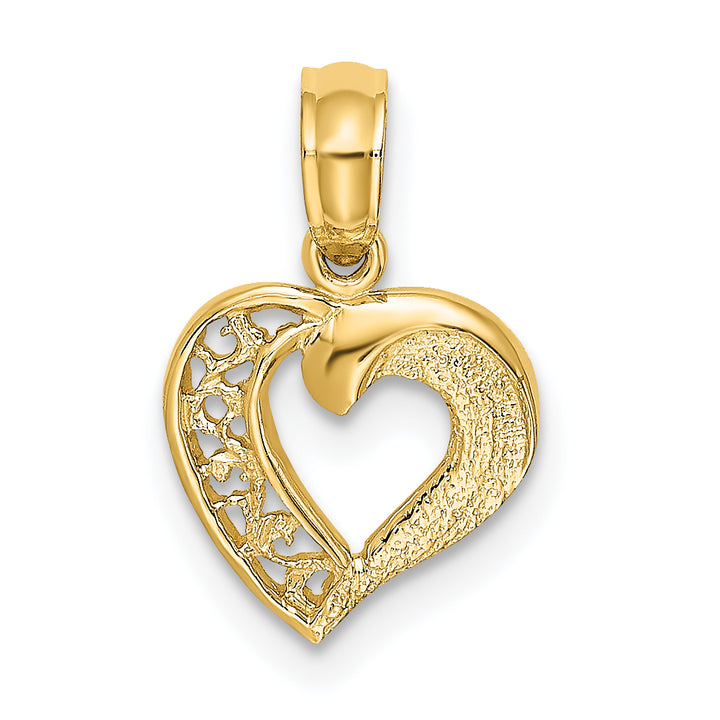 14k Yellow Gold Open Mini Heart Pendant