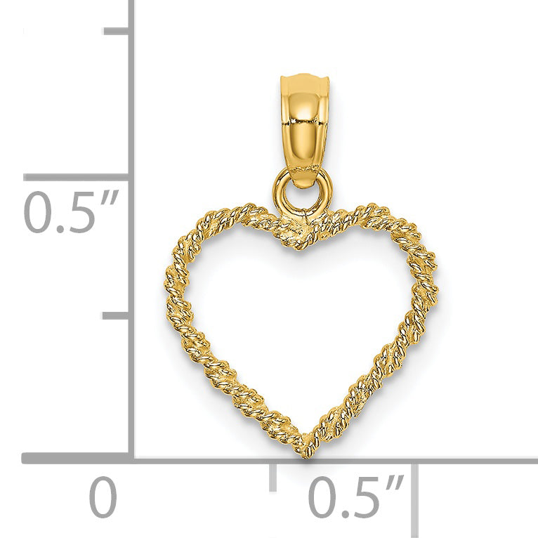 14k Yellow Gold 3-D Rope Heart Pendant