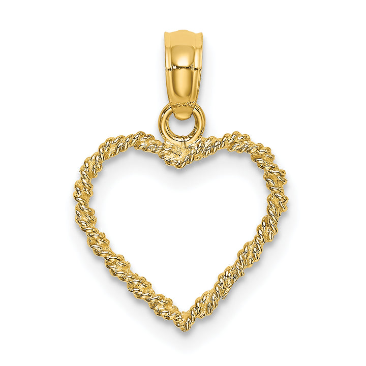 14k Yellow Gold 3-D Rope Heart Pendant