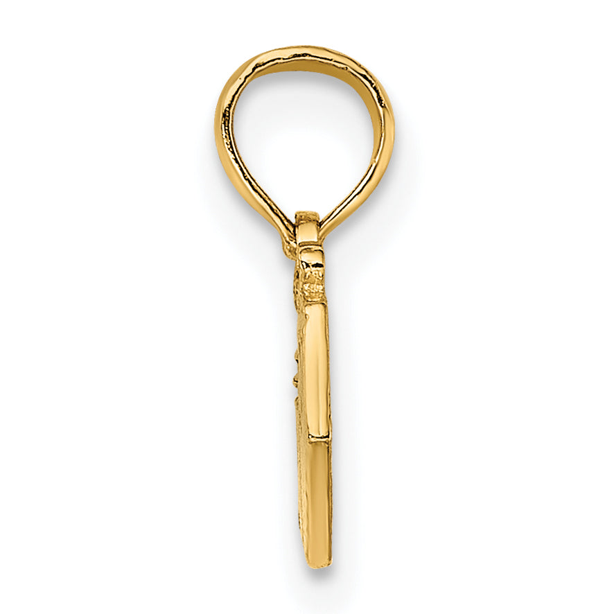 14K Yellow Gold  Wrapped Gift Box Charm Pendant