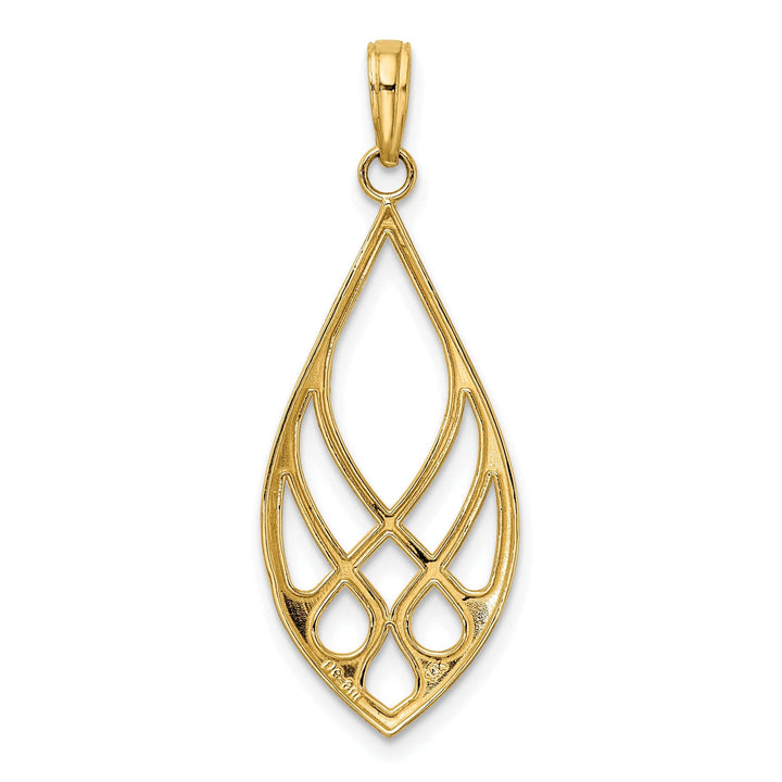 14K Yellow Gold Fancy Celtic Knot Teardrop Charm Pendant