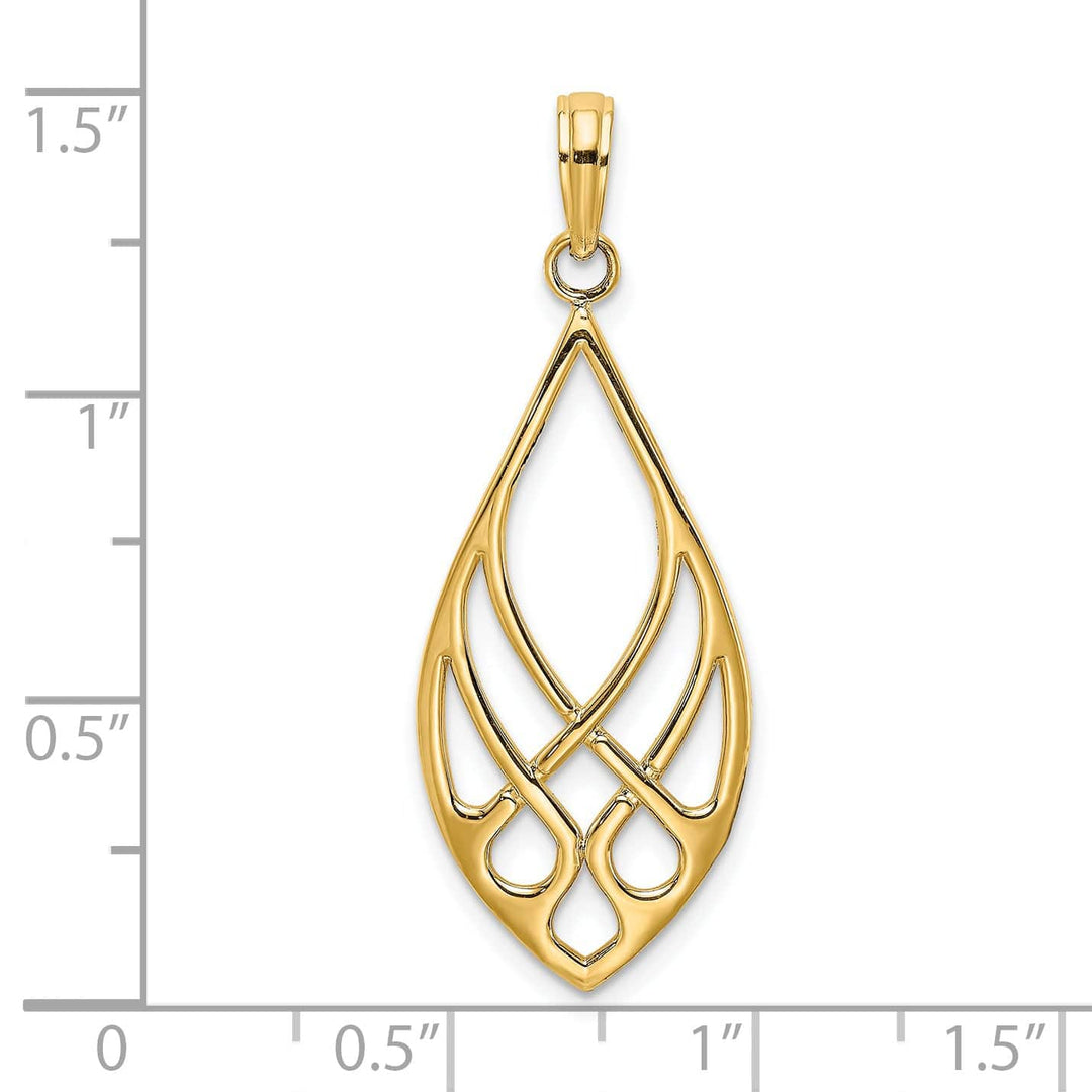 14K Yellow Gold Fancy Celtic Knot Teardrop Charm Pendant