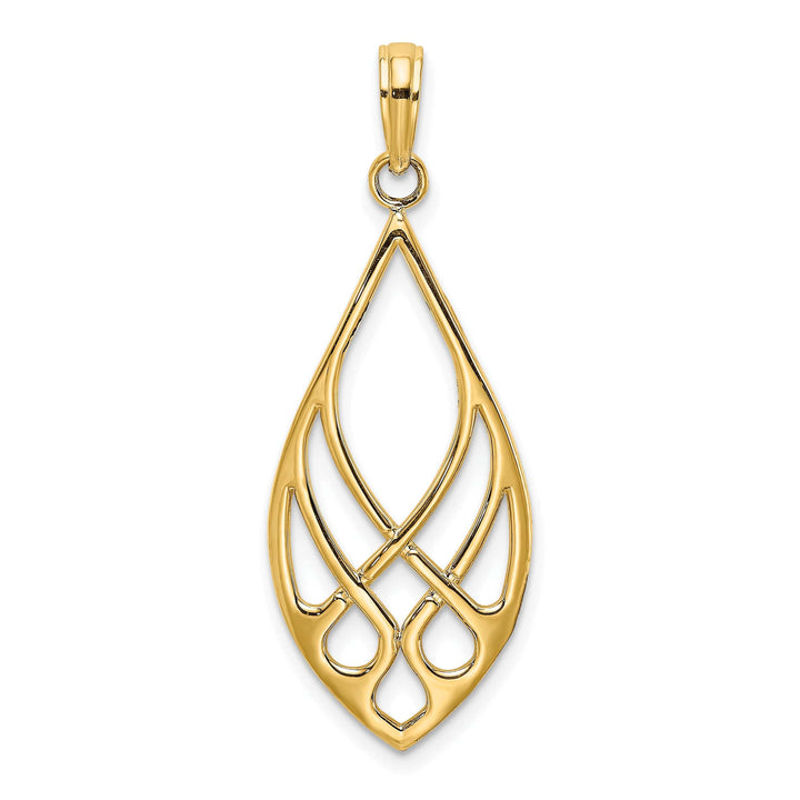 14K Yellow Gold Fancy Celtic Knot Teardrop Charm Pendant