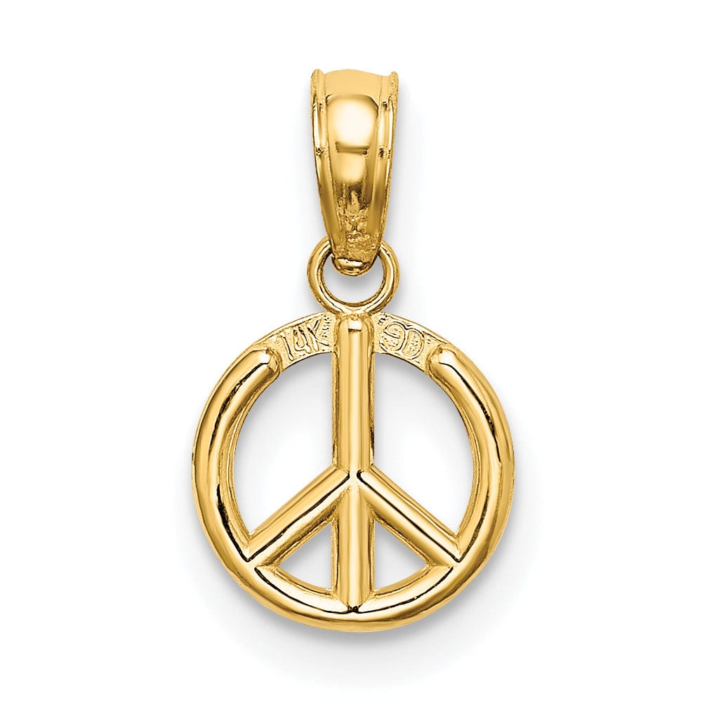 14K Yellow Gold Polished Finish 3-D Peace Symbol Pendant