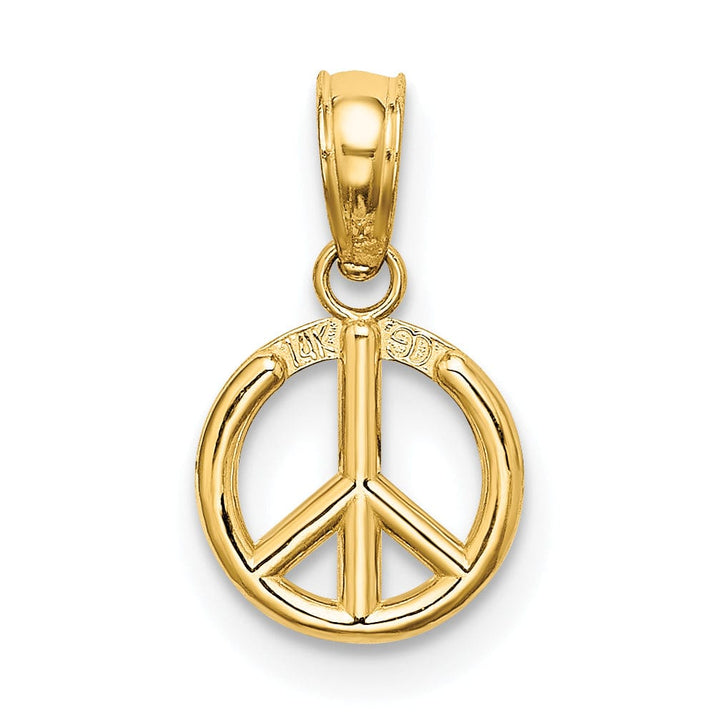 14K Yellow Gold Polished Finish 3-D Peace Symbol Pendant