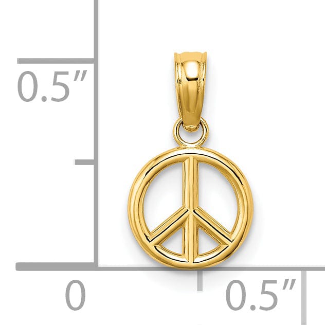 14K Yellow Gold Polished Finish 3-D Peace Symbol Pendant