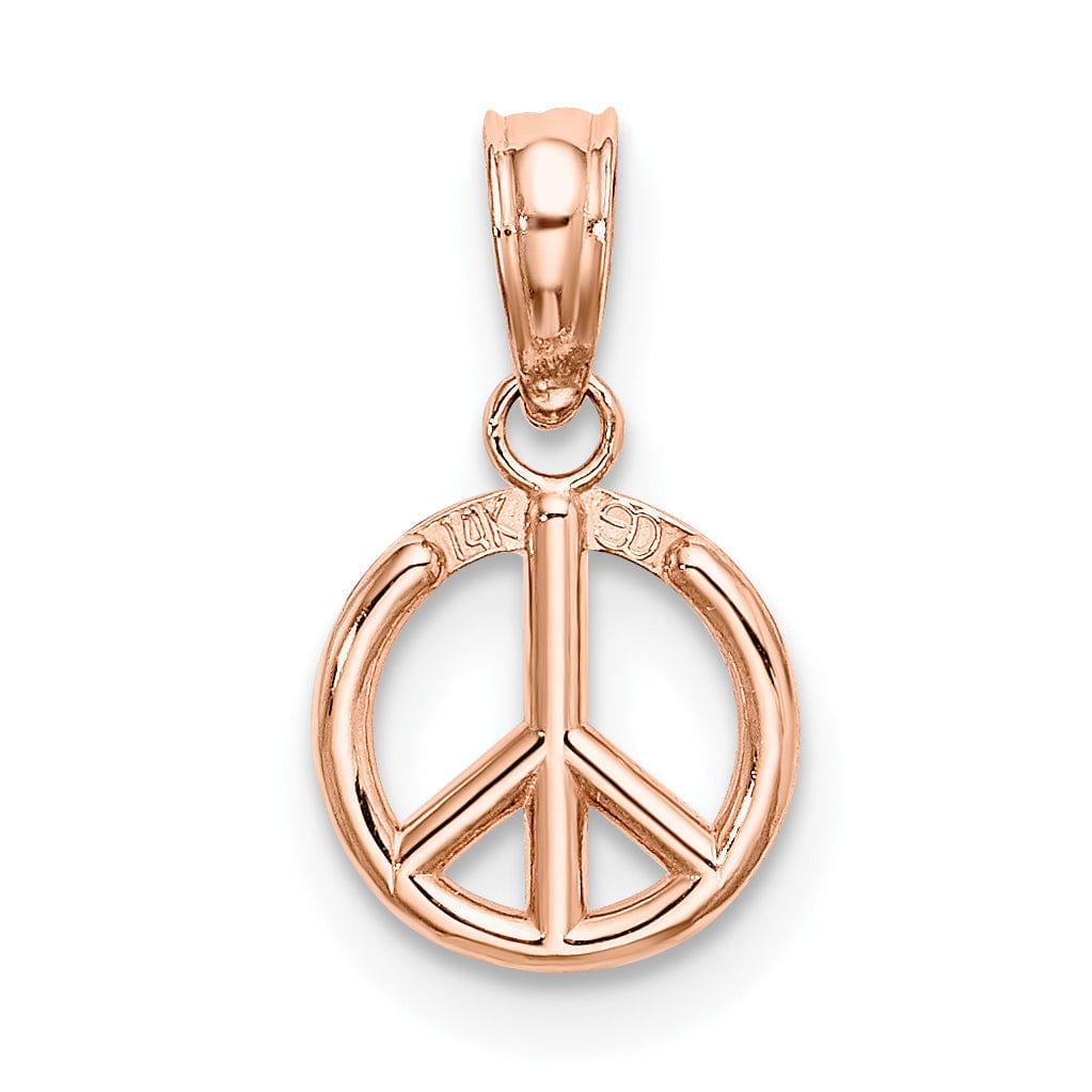 14K Rose Gold Polished Finish 3-D Peace Symbol Charm Pendant
