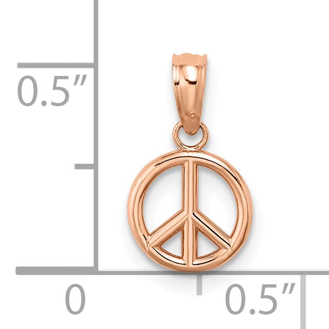 14K Rose Gold Polished Finish 3-D Peace Symbol Charm Pendant