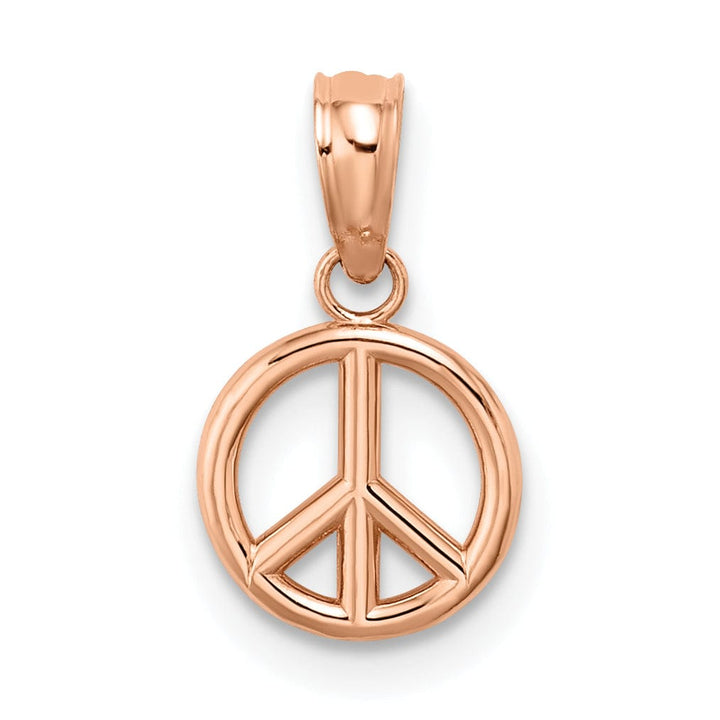 14K Rose Gold Polished Finish 3-D Peace Symbol Charm Pendant