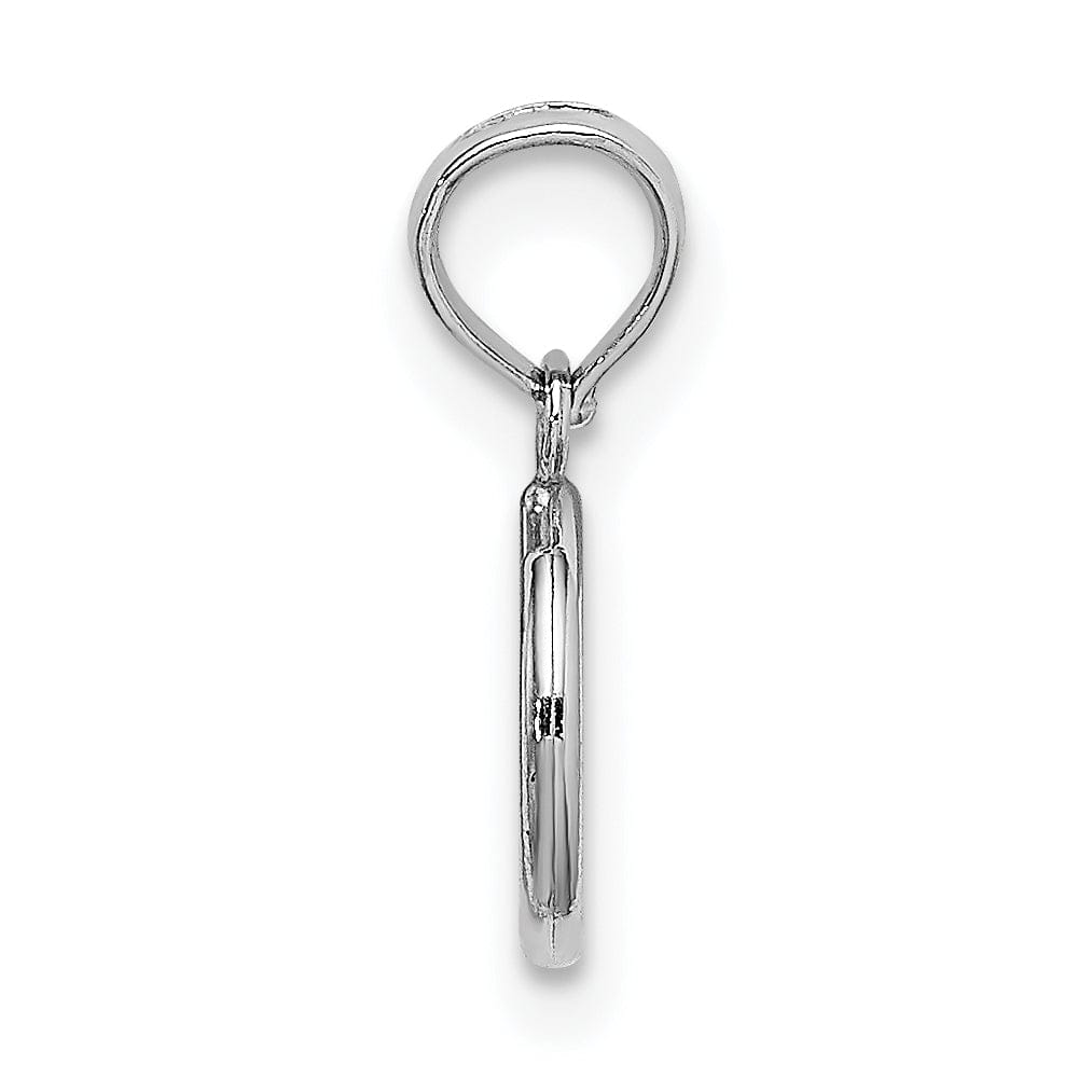 14K White Gold Polished 3-D Peace Symbol Charm Pendant