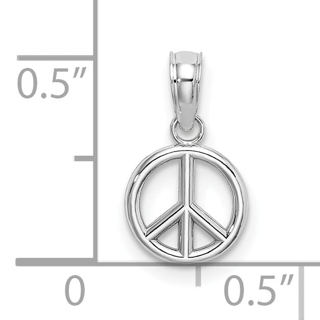 14K White Gold Polished 3-D Peace Symbol Charm Pendant
