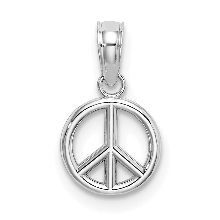 14K White Gold Polished 3-D Peace Symbol Charm Pendant