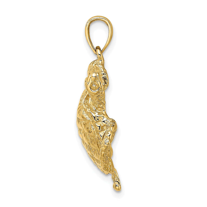 14K Yellow Gold Texture Finish Sea Turtle Charm Pendant
