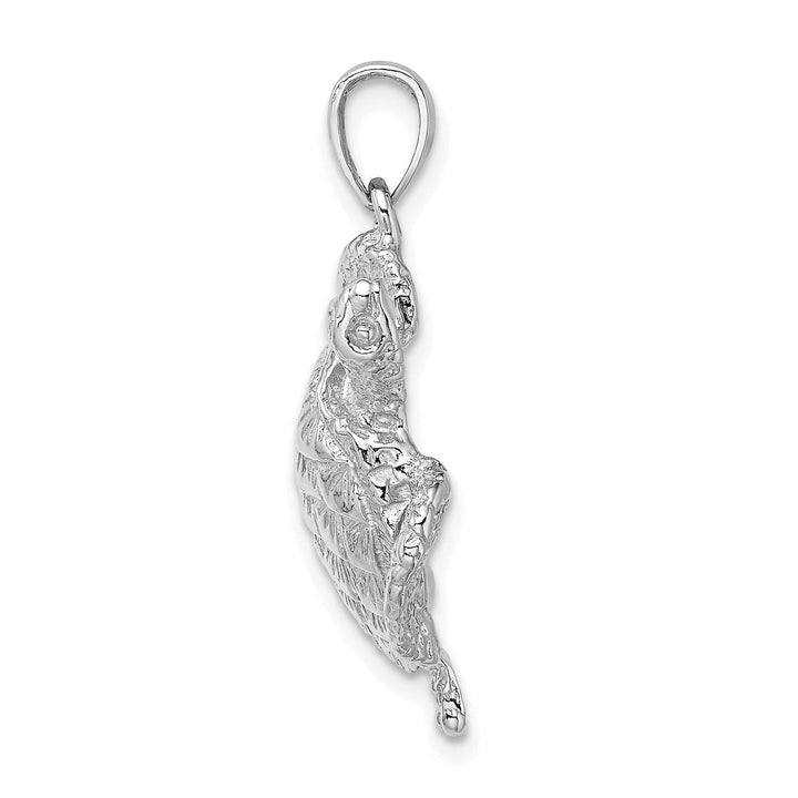 14K White Gold Textured Finish Sea Turtle Pendant