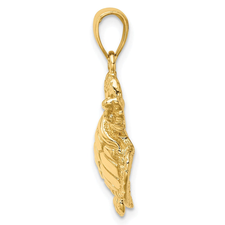 14K Yellow Gold Texture Finish Sea Turtle Pendant