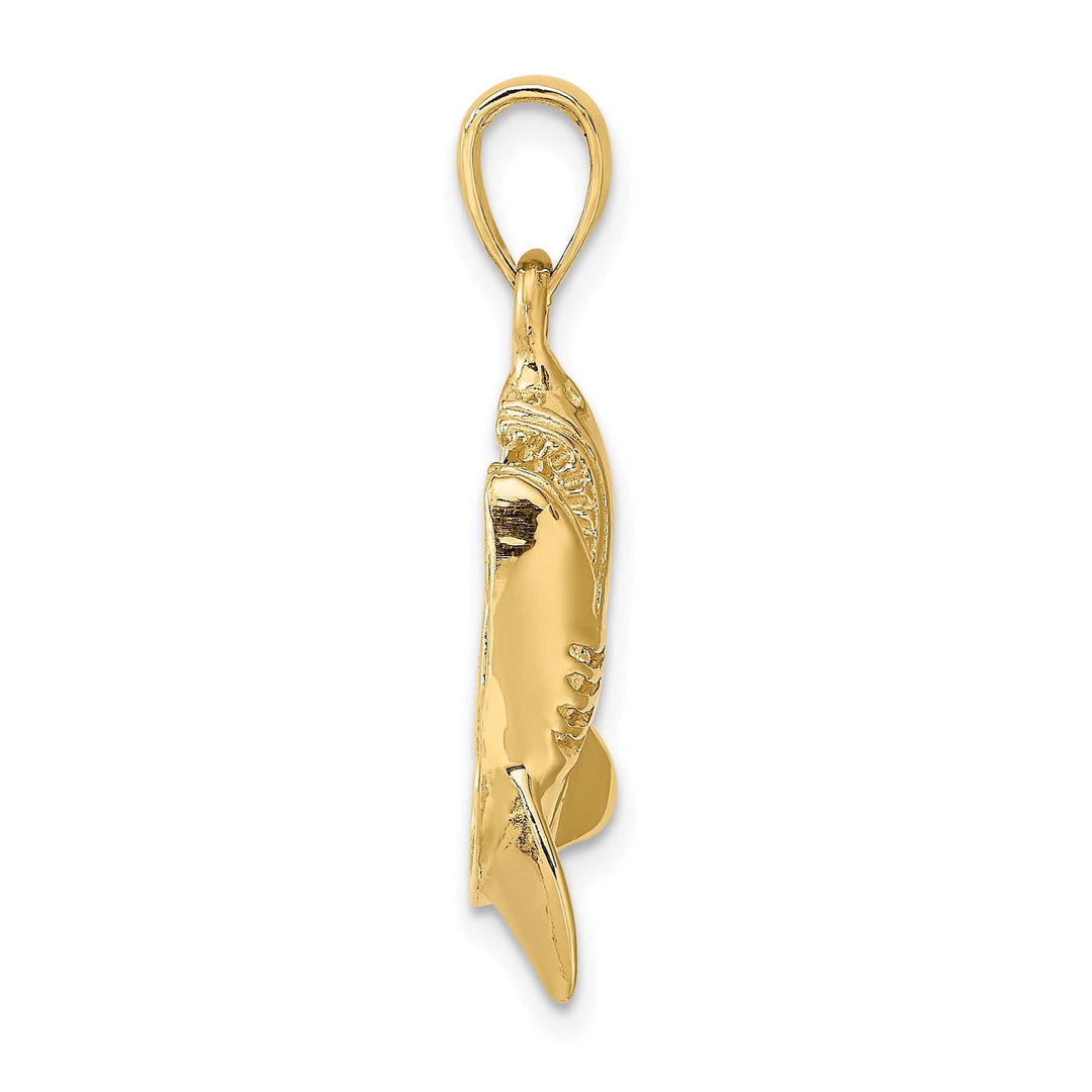 14K Yellow Gold 2-D Fighting Shark Design Charm Pendant