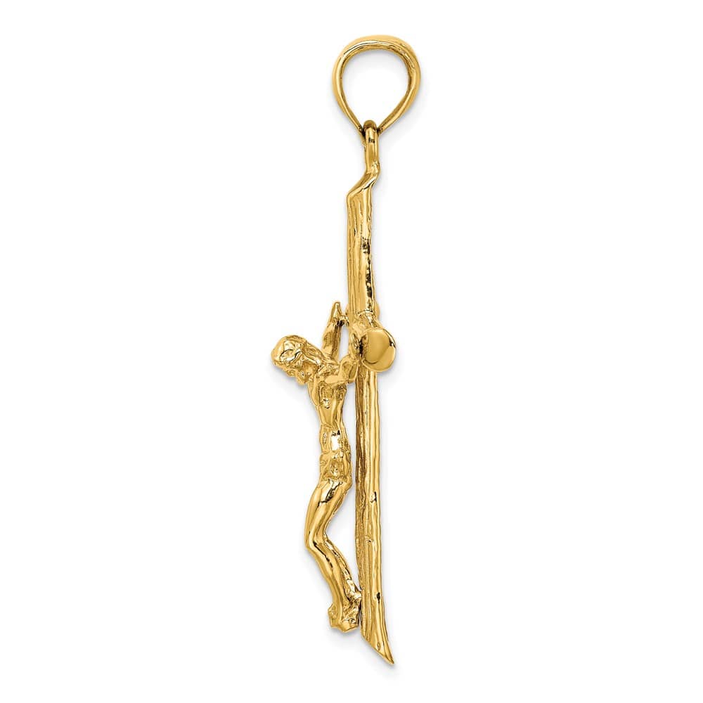 14K Yellow Gold Textured Crucifix Charm 47.1x23mm, view 2 of 4