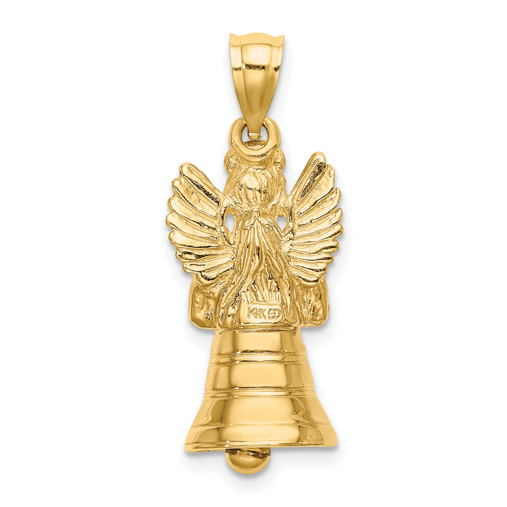 14K Yellow Gold 3-D Moveable Angel Bell Charm Pendant