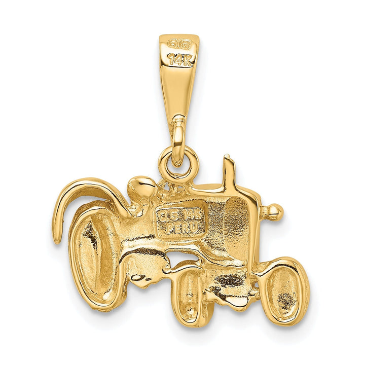 14k Yellow GoldPolished Finish Farm Tractor Pendant