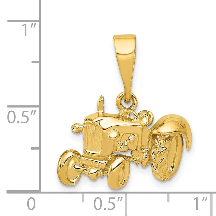 14k Yellow GoldPolished Finish Farm Tractor Pendant