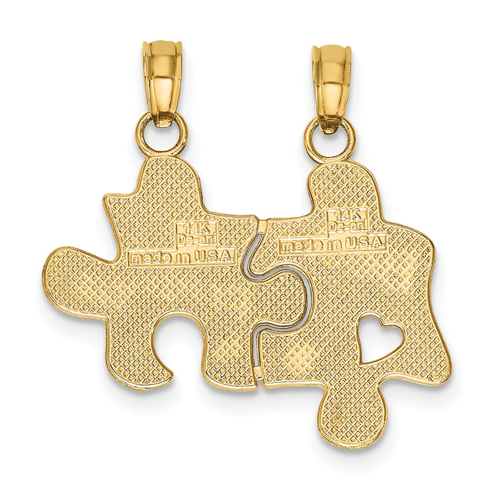 14k Yellow Gold BEST FRIENDS Break-apart Puzzle Pieces Charm Pendant