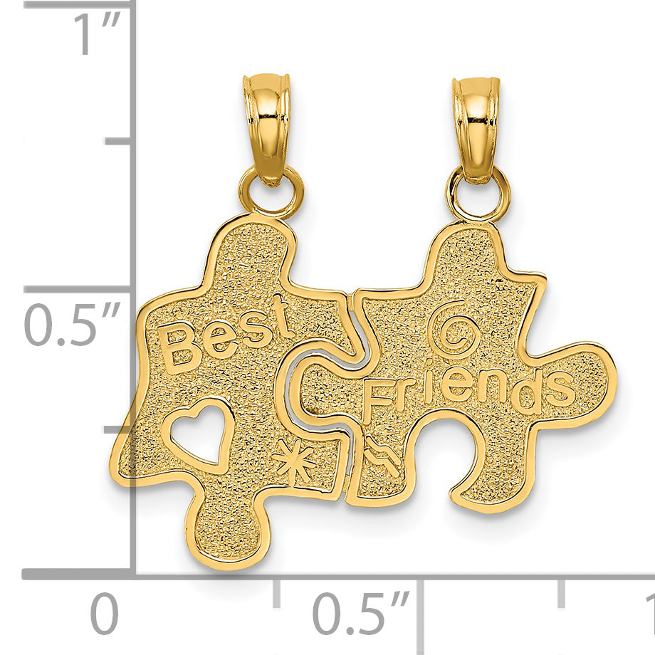 14k Yellow Gold BEST FRIENDS Break-apart Puzzle Pieces Charm Pendant