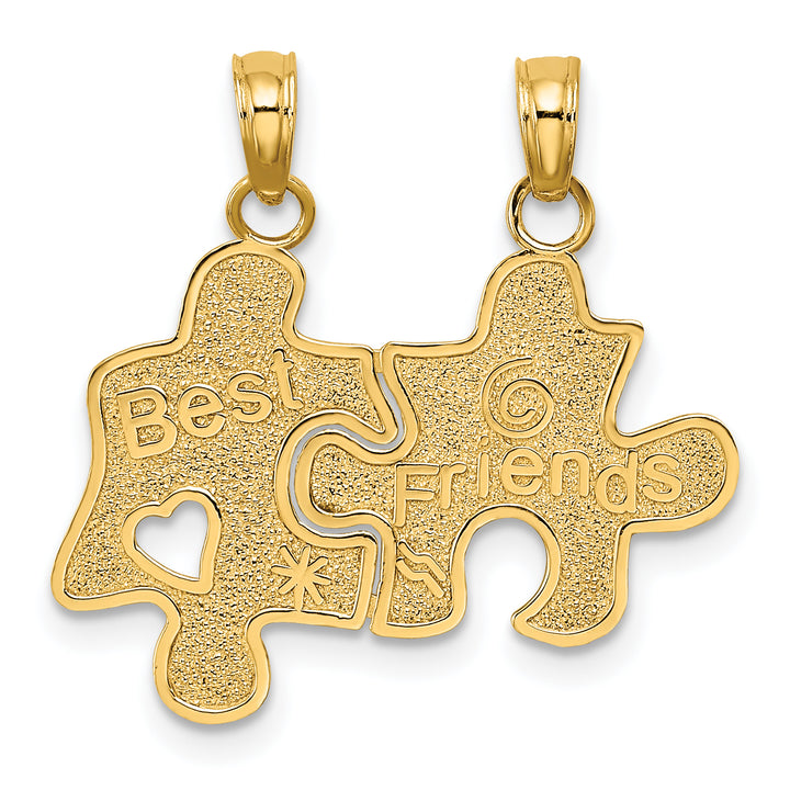 14k Yellow Gold BEST FRIENDS Break-apart Puzzle Pieces Charm Pendant