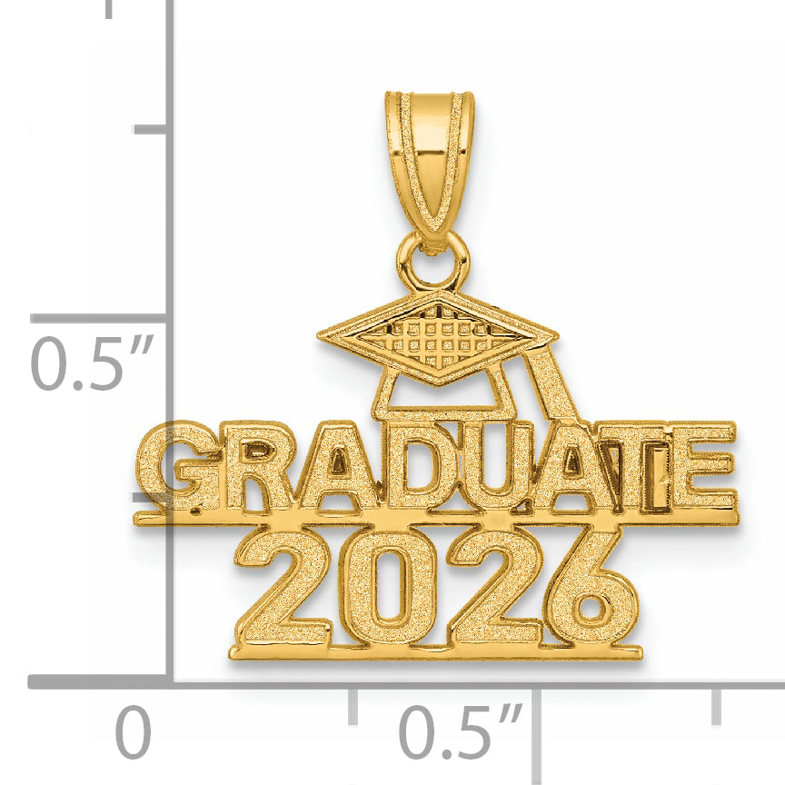 14K Yellow Gold GRADUATE 2026 Under Cap Charm