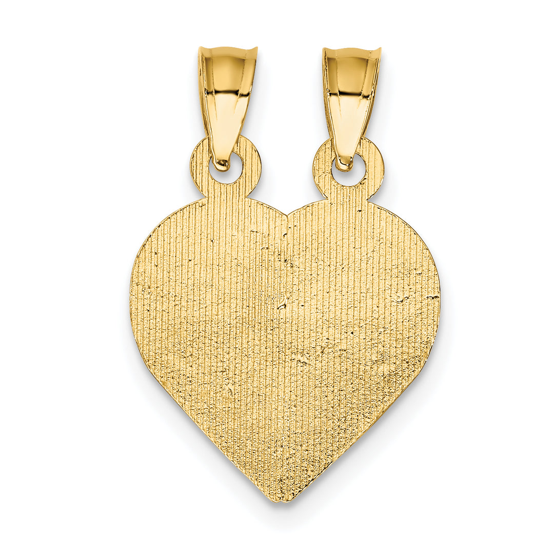 14k Yellow Gold BOY/GIRL FRIEND Break-apart Heart Charm Pendant