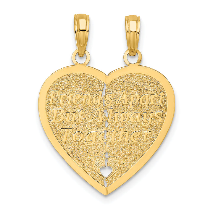 14k Yellow Gold FOREVER AND EVER Break-Apart Heart Charm Pendant