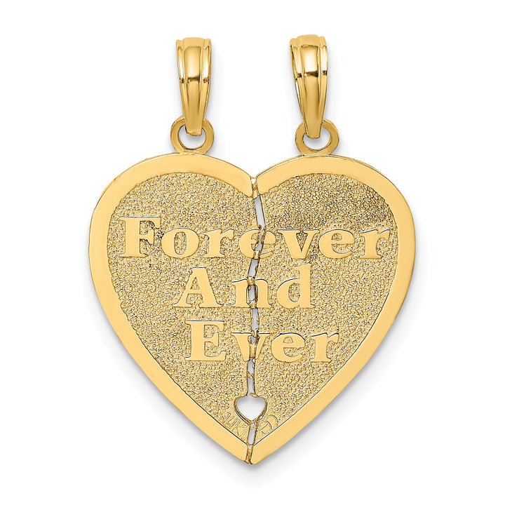 14k Yellow Gold FOREVER AND EVER Break-Apart Heart Charm Pendant