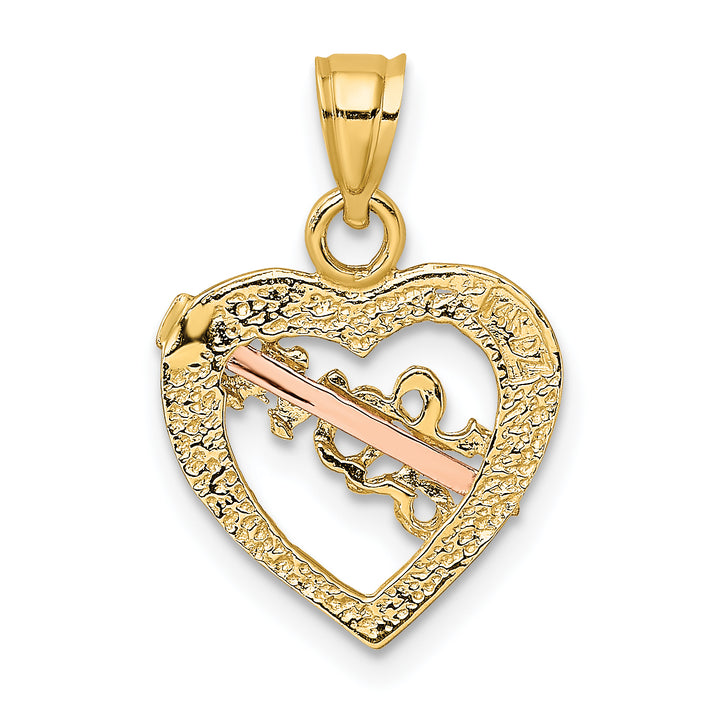 14k Yellow Rose Gold Rhodium LOVE Heart Arrow Pendant