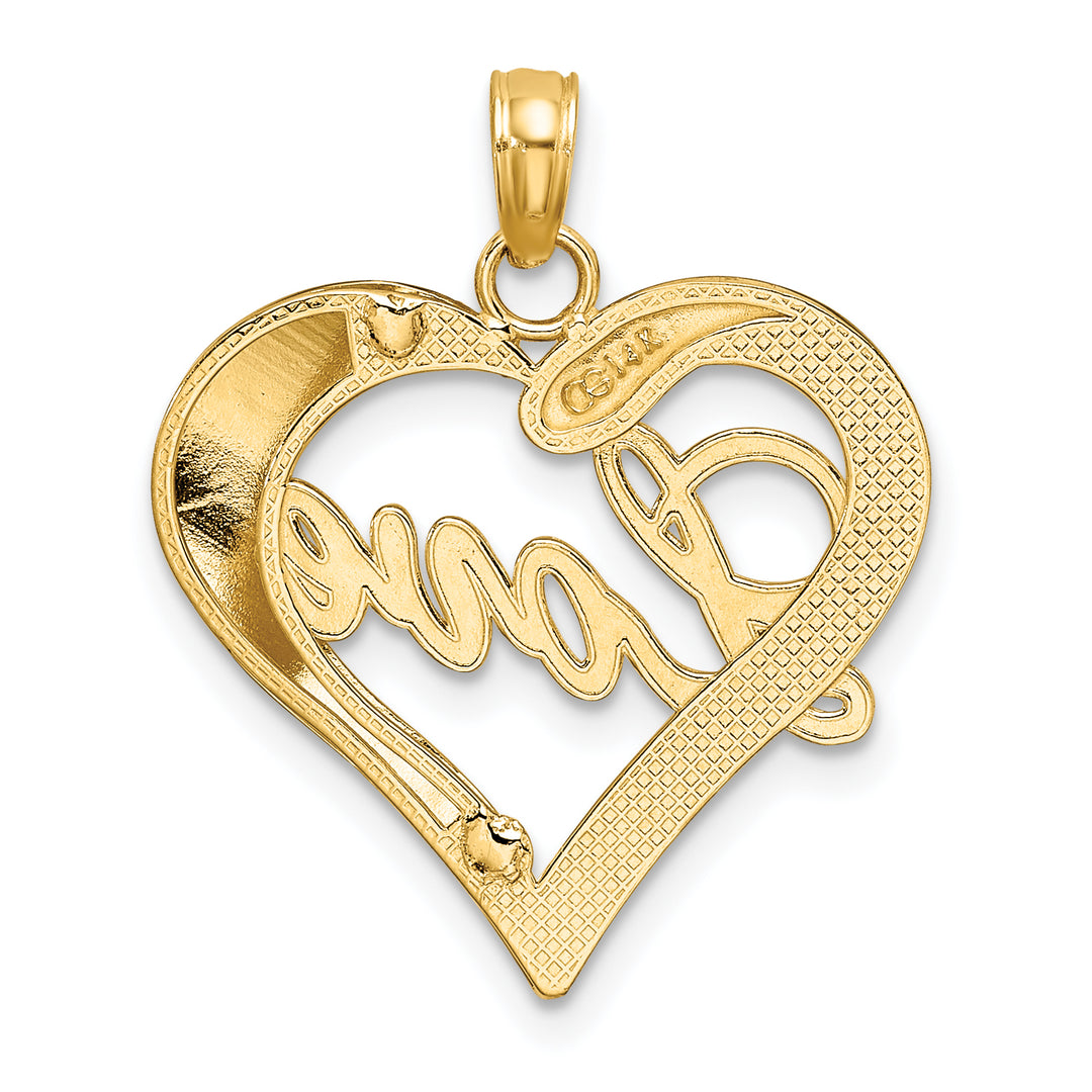 14k Yellow Gold White Rhodium Heart D.C LOVE Pendant