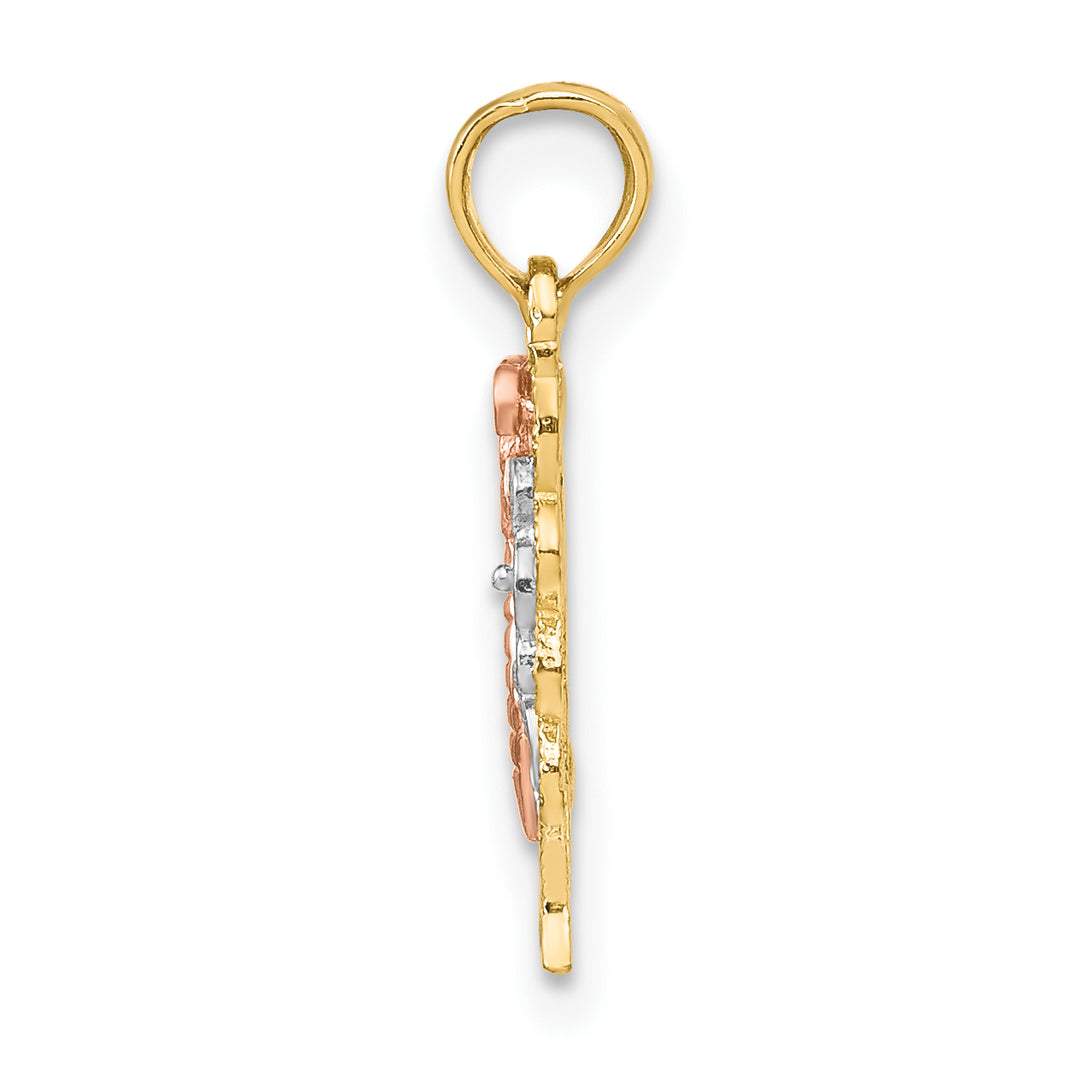 14k Tri-Color Gold Butterfly Cut Out Design Pendant