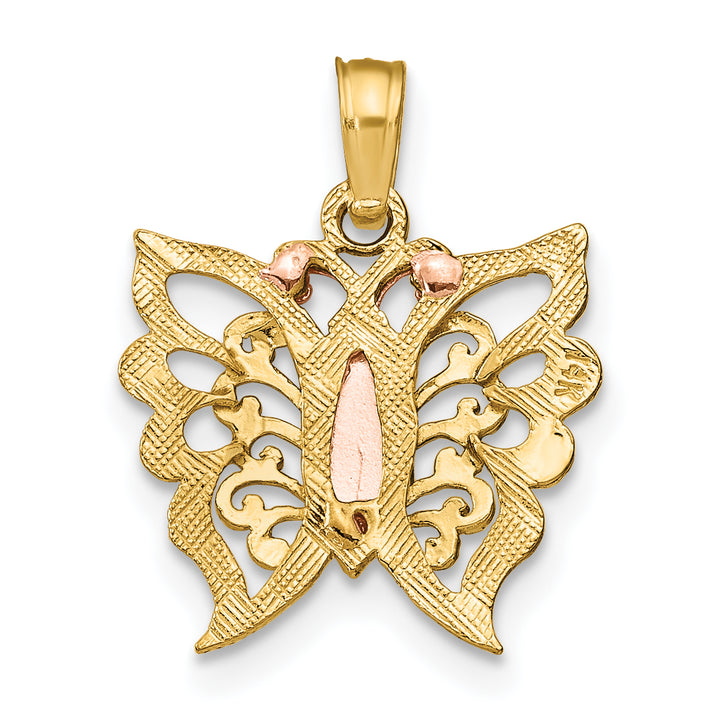 14k Tri-Color Gold Butterfly Cut Out Design Pendant