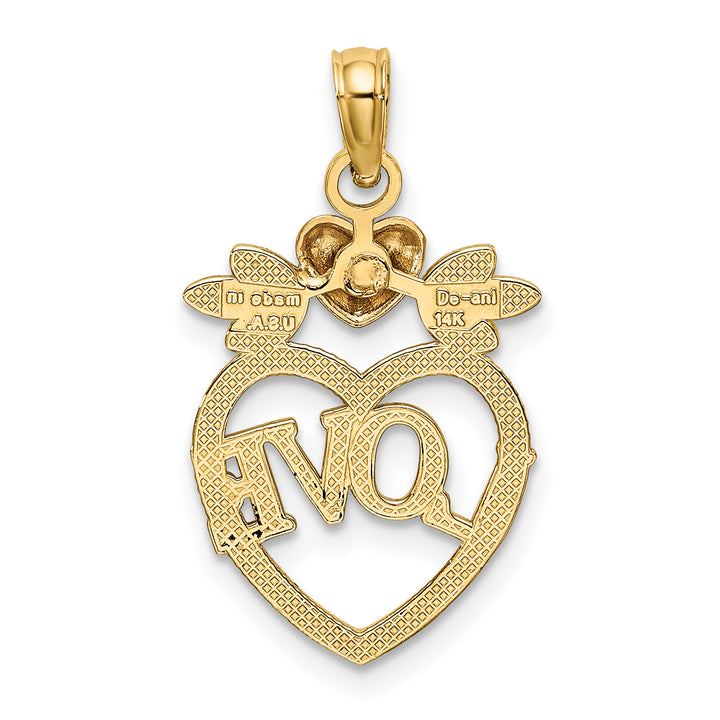 14k Two Tone Gold Rhodium LOVE Inside Heart Pendant