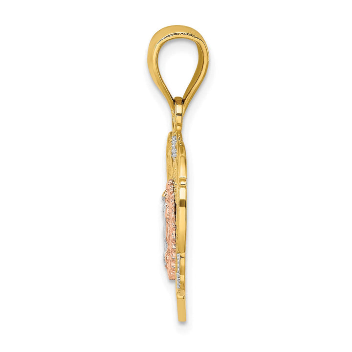 14K Two-Tone Gold with White Rhodium Our Lady of Guadalupe In Heart