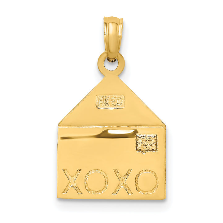 14k Rose and Yellow Gold 3-D XOXO Envelope Heart Charm Pendant