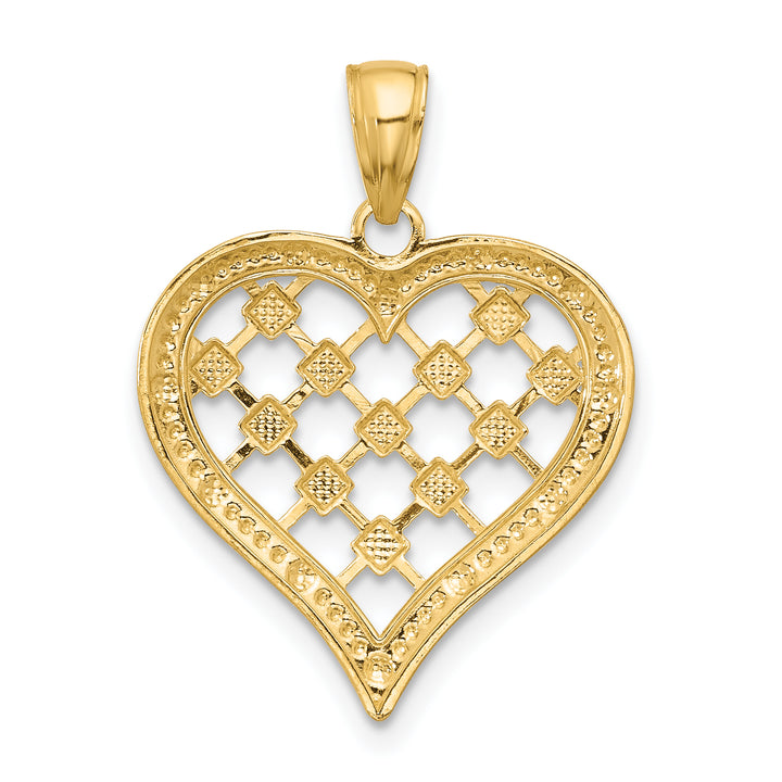 14k Yellow Gold White Rhodium Edge D.C Heart Pendant